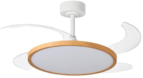 BEL AIR HOME - Ventilador de Techo SLIM - Motor DC Silencioso - Aspas Retráctiles - Luz LED 36W Ajustable 3000K-6500K - Mando a Distancia - Temporizador - Función Dual Estaciones, Madera, Metal