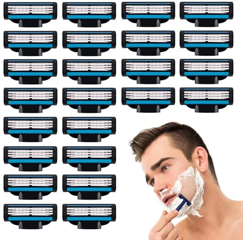 24 Stück Rasierklingen Kompatibel mit Gillette Mach 3, Schwarz Rasierer Klingen für Rasierklinge Gillette Mach3