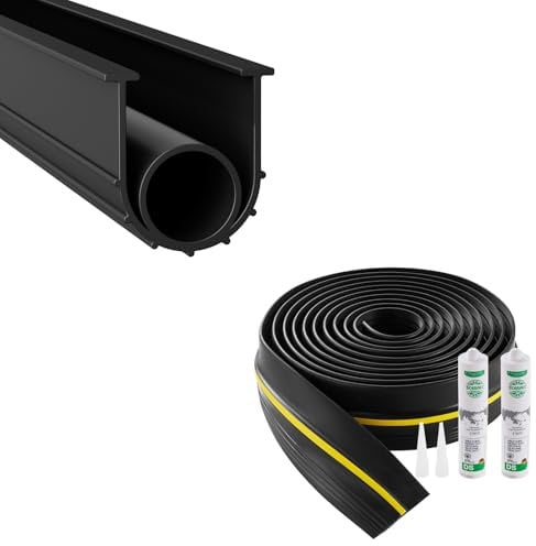 VEVOR Kit de Juntas de Umbral para Puerta de Garaje, 6,09 m en Forma de U + Junta Tórica, Junta Inferior para Puerta de Garaje, se Combina con Tiras de Sellado Impermeable con Adhesivo, Negro