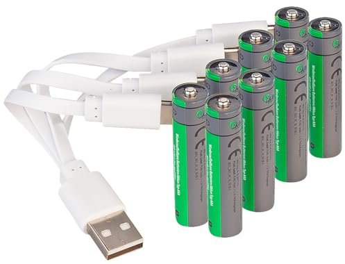 tka Köbele Akkutechnik Akkus AAA: 8er-Set wiederaufladbare Batterien Typ AAA, 800 mWh, Laden per USB (Akku USB C, Typ, RC)