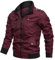 MEIMIYI Veste Cold Homme Moderne Mode Veste À Manches Longues Homme Classique All-Match Casual Veste Homme Chaud Lâche Épaississement Couleur Unie Veste Homme F-Red XXL