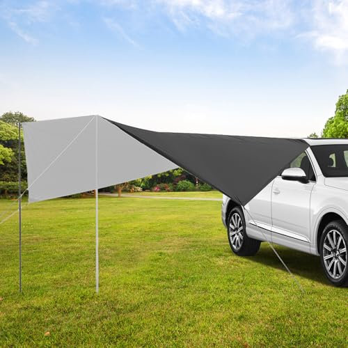 Universal Auto Markise, Sonnenschutz Auto Seitenmarkise Camping Markise für Auto, SUV, LKW, Wohnmobilen, 380 X 280 cm