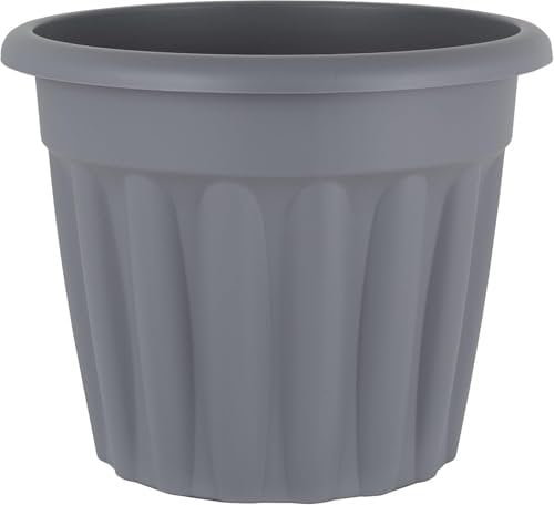 Muddy Hands 42 Litre Grey Extra Large Round Plant Pot Outdoor Garden Vegetable Fruit Flower Herb Tree Plastic Planter