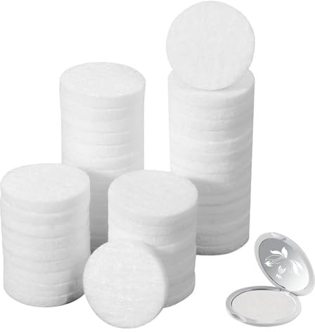 Diffuser Refill Pads, 50 Pcs 1 Inch Round Essential Oil Diffuser Pad Mini Microfibre Air Filter Scent Pads Unscented Pad for Humidifier Air Purifier Home Car Plug in Diffuser-Refill (White)