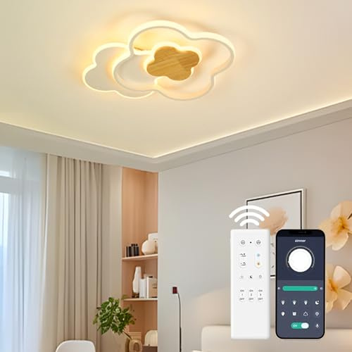 Arcxjon LED Deckenleuchte Kinderzimmer, vierblättrig Deckenlampe Dimmbar 3000K-6000K 32W 45cm mit Fernbedienung für Kinderzimmer | Schlafzimmer |