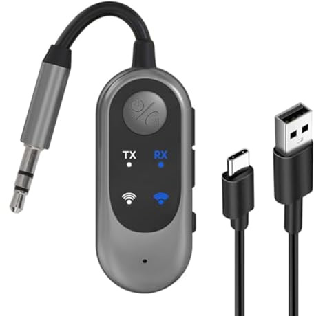 Hoite Bluetooth 5.3 2-in-1 Sender & Empfänger – HiFi-Verstärker kompatibel mit 3,5 mm Aux, Dual-Anschluss für AirPods, Auto, TV & mehr
