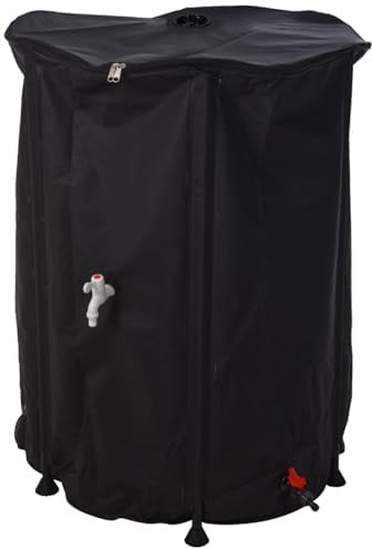 idooka Large Collapsible 250L Waterbutt Rainwater Collector Barrel with Tap, Lid, and Hose Pipe Connector - Black