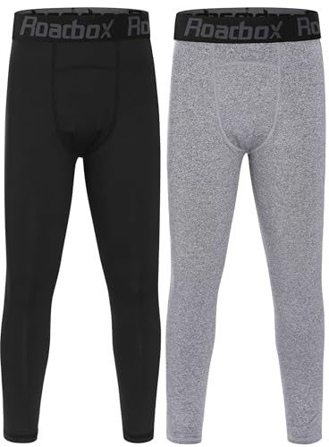 Roadbox Thermoleggings Jungen 2er-Pack, Thermohose für Fußball und Schule | Schnelltrocknend, Atmungsaktiv, 4-Wege-Stretch, Weiches Innenfleece, Flatlock-Nähte, Elastischer Bund, Für Ski Und Outdoor