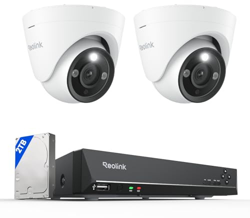 Reolink 12MP PoE Überwachungskamera Aussen mit IR- und Farbige Nachtsicht, Zwei-Wege-Audio, 24/7 Aufnahme, Smarte Erkennung, Zeitraffer, Outdoor IP-Kamera, RLC-1224A*2 mit RLN8-410
