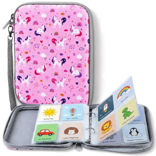 Travel Card Holder for Yoto Card, 80 Pocket Binder Folder (Pink 1 Pc) | Portable Card Binder Organizer for Kids Adults, for 2.3 * 3.4 Inch Mini Audiobook Playing Cards Toy- Animals Pink