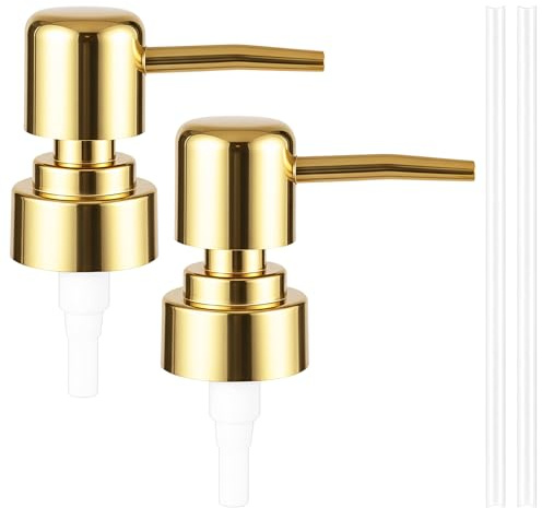 2 Pcs Gold Soap Dispenser Pump Replacement ABS Plastic Soap Pump for Regular Mouth Bottles Replacement Pump for Soap Dispenser Hand Dish Soap Bottle and Lotion(Standard Diameter 28/400 Neck Size）