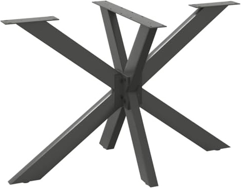 ULUYYUC Pied de table à manger en acier anthracite 120 x 68 x 72-73 cm en forme d'araignée Pieds réglables Structure en métal robuste Design moderne pour cuisine, salon, bureau