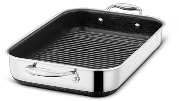 HexClad Hybrid 18 x 25 cm Rectangular Nonstick Roasting Pan with Rack, Dishwasher-Friendly, Oven-Safe Up to 480°C, Compatible with All Cooktops