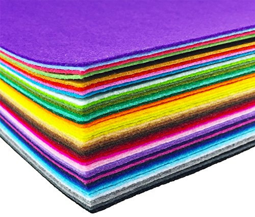 flic-flac 44PCS Assorted Color Felt Fabric Sheets Patchwork Sewing DIY Craft 1mm Thick (20 x 30 cm)