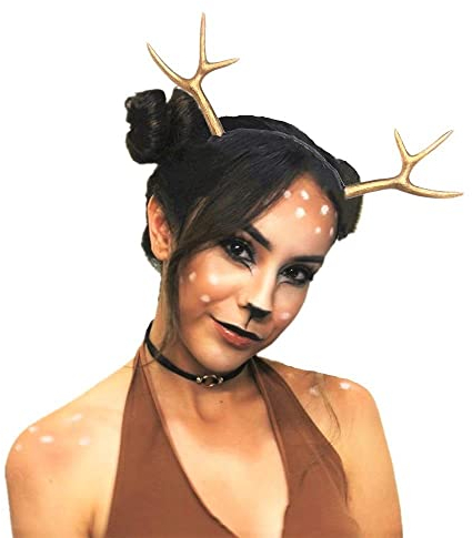 JeVenis Luxury Reindeer Antler Headband Gold Deer Headband Festival Wear Party Hats