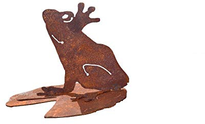 Saremo Frosch auf Seerosenblatt Metall Edelrost Rost Rostfigur Deko Dekoration Deko-Idee Dekofrosch Dekotier Rostdeko Teichdeko Geschenk-Idee Geschenk