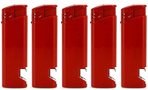 Lot de 5 briquets electroniques décapsuleurs go - rouge