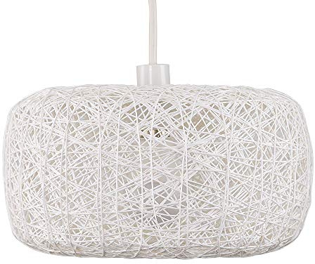 MiniSun | Modern Cream Lattice Wicker Doughnut Ceiling Light Shade | Pendant Lights, Home Décor & Improvement Essential | Includes 10W LED Bulb [3000K Warm White] | 28cm Shade Width
