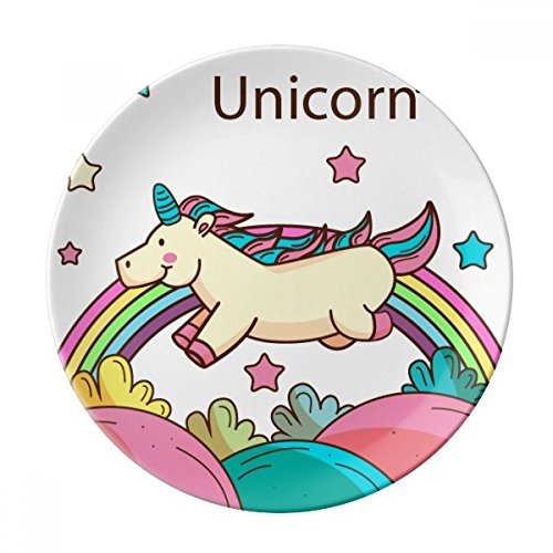 Stars Rainbow Happy running unicorni decorativo in porcellana piatto da dessert 25,4 cm, home Gift