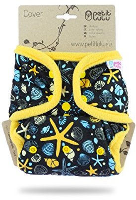Petit Lulu Größe 2 PUL Überhose (5-16 kg) | Druckknöpfe | One Size Windelüberhose | Baby Windelhose | Waschbar & Wasserdicht | Stoffwindeln | Hergestellt in EU (Muscheln)