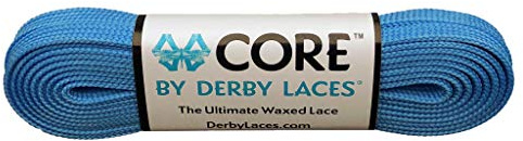 Derby Laces CORE Narrow 6mm Waxed Lace for Figure Skates, Roller Skates, Boots, and Regular Shoes (Pool Blue, 45 Inch / 114 cm)