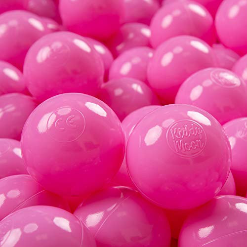 KiddyMoon 100 ∅ 7Cm Kinder Bälle Spielbälle Für Bällebad Baby Einfarbige Plastikbälle Made In EU, Rosa