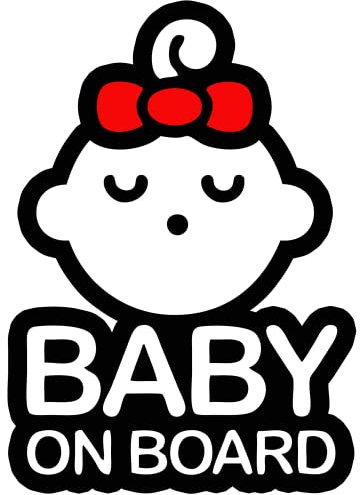 TOTOMO Baby on Board Aufkleber für Autos, lustiger niedlicher Sicherheitshinweis, Aufkleber für Autofenster und Stoßstange – schlafendes Baby, rote Schleife, Fliege