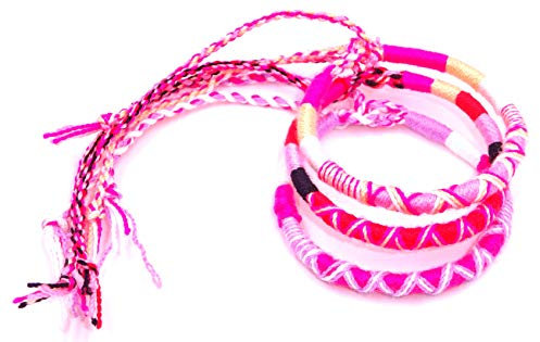 Lot de 3 Bracelet brésilien Amitié Coton Friendship Coton Macramé Porte Bonheur Homme Femme Fille garçon Rose Rouge