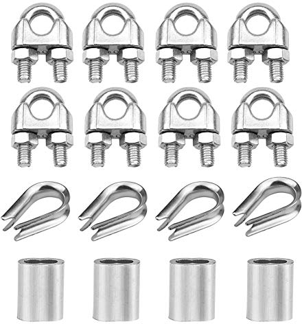 304 Edelstahl Drahtseil-Clip/Klemme, Fingerhut, Aluminium Crimp-Schlaufe für 0,9 cm Drahtseilseil. von Abimars