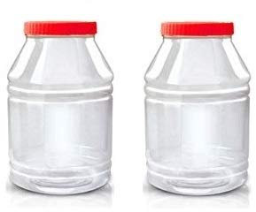 Round Clear Plastic Food Storage Canisters Jars Boxes Containers Tubs Screw Top (Pack of 2-5000ml)