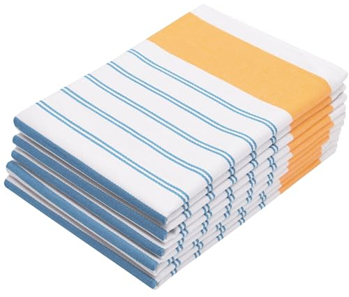 ZOLLNER 5er Set Geschirrtücher, 50x70 cm, Baumwolle, blau weiß orange
