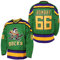 villa Mighty Ducks Trikot #96 Charlie Conway #99 Adam Banks #33 Greg Goldberg #66 Gordon Bombay Film Hockeytrikot Weiß Grün, 66 Grün, Klein
