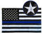 Solarstar Thin Blue Line USA-Flagge 90 x 152 cm mit gestickten Sternen, genähten Streifen, Messingösen, schwarz-weiß und blau, amerikanische Polizeiflagge, Ehrung von Strafverfolgungsbeamten