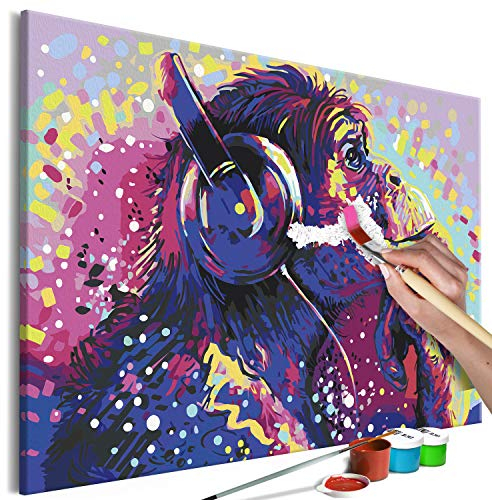 murando - Malen nach Zahlen DJ Schimpanse Tier Musik Music bunt 50x40 cm Malset mit Holzrahmen auf Leinwand für Erwachsene Kinder Gemälde Handgemalt Kit DIY Geschenk Dekoration