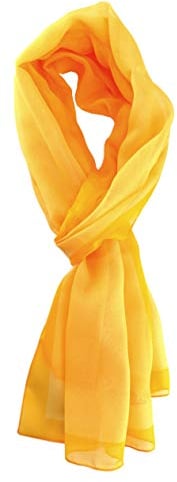 TigerTie Damen Chiffon Halstuch in gelb sonnengelb mit Bordüre - Größe 160 cm x 36 cm