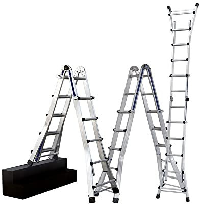 Scala in alluminio Telescopica 4+4 Professionale allungabile multiuso - Altezza max 4,28 - Portata 150kg