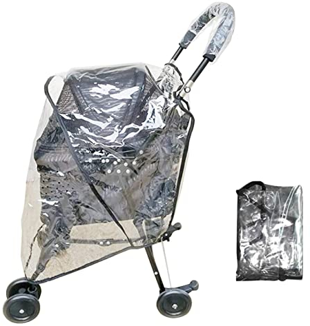 Hunde Kinderwagen Abdeckung, Regenschutz mit magischem Aufkleber, Haustier Kinderwagen faltbar wasserdicht transparent mit seitlichem Einstieg hinten, sicher für Kinderwagen (76,2 x 99,3 cm)