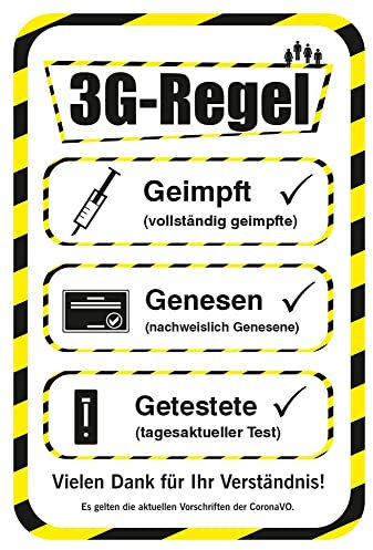 BIKE-label Corona Aufkleber 3G Regel Geimpft Genesen und Getestet 130 x 195 mm 900245VA