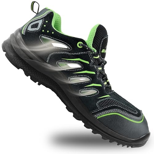 BWOLF Hawaii Sommer Arbeitsschuhe Herren S1P Herren Sicherheitsschuhe, ölbeständig, rutschfest mit 4x4 Grip Technologie und Verbundstoff Kappe