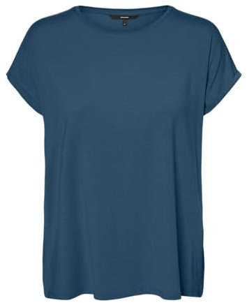 VERO MODA Women's VMAVA Plain SS TOP GAJRS NOOS Shirt, Moroccan Blue, 27W / 34L