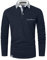 GHYUGR Mens Long Sleeve Polos with Classic Plaid Splice Golf T-Shirt,Blue 1,XXXL