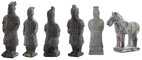6PCS Desktop-Skulptur Terrakotta-Krieger-Skulpturen, DIY -handgefertigter Bergbau von Terrakotta -Krieger und Pferden, chinesische Terrakotta-Krieger Statuen Krieger Vintage Soldat