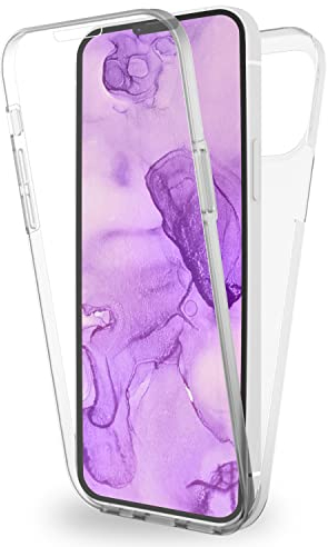 NALIA Klare 360° Schutzhülle kompatibel mit iPhone 14 Hülle, Komplettschutz Transparent Anti-Gelb Durchsichtig Robust, Hardcase & Silikon Bumper & Displayschutz, Full-Cover Etui Handyhülle Full-Body