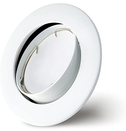 NCC-Licht Set Einbaustrahler Perlsilber Ø75mm Lochbohrung mit LED Modul 5 Watt 400 Lumen Warmweiß 2700K ultra flach 30mm schwenkbar
