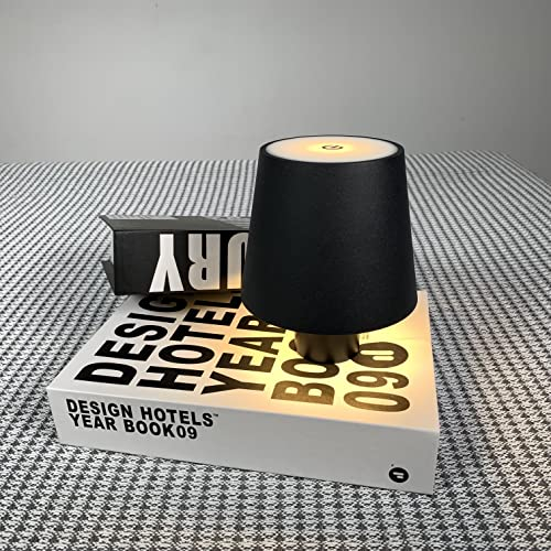 Lampada bottiglia tavolo scrivania senza filo per interno esterno IP54 resistente acqua Led dimmerabile 3000k moderna elegante ristorante pizzeria pub batteria 5200mah ricaricabile (Black)