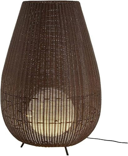 APBEAM Standing Lamp Tripod Floor Lamp Handmade Rattan Storage Lamp with Glass Shade Metal Tripod Retro Antique Standing Lamp for Outdoor Standing (Color : Large Floor Lamp)