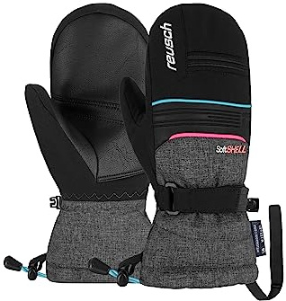 Reusch Kondor R-TEX XT Junior Mitaines d'hiver Chaudes, imperméables, Coupe-Vent et Respirantes, pour Enfants, Adolescents, Filles, garçons, Noir/Gris/Rose, 3,5
