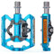 GEWAGE SPD Fahrradpedale，2 in1 Doppelfunktions Flach und SPD Pedale mit Reflektor，9/16 Zoll CrMo Schaft für MTB Fahrräder, Rennräder und E-Bikes (Blau)