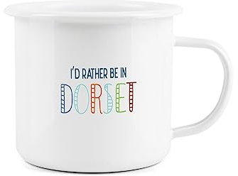 I'd Rather Be Enamel Mug - I'd Rather Be in Dorset Novelty Durable Hot Drinks Outdoor Cup for Travel Picnics Home Hiking