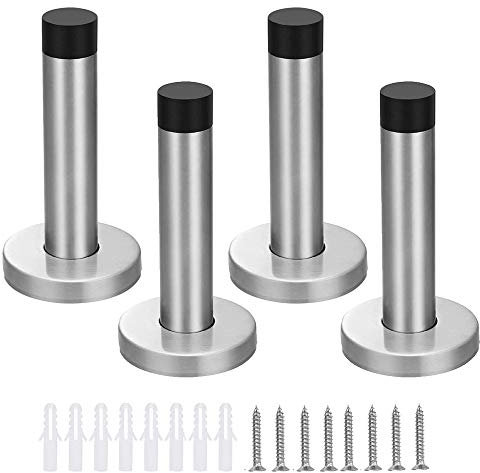 Bestgle 4 Packs Door Stop Stopper, Heavy Duty Wall Mounted Doorstop Bumper Rubber Buffer with Mounting Screws and Anchors (90mm)